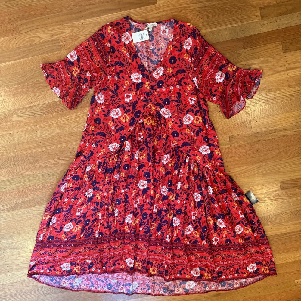 NWT Loralette Floral Magenta Maxi Dress, 14/16